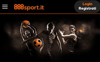 L'aspetto grafico della landing page della app di 888sport