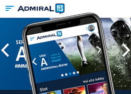 Una visione d'insieme dell'app mobile di AdmiralBET così come appare su uno smartphone