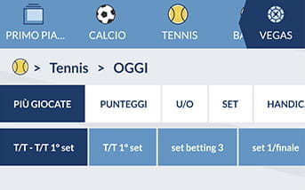L'aspetto grafico della home page scommesse della app di Eurobet, con le discipline sportive disponibili e quella in evidenza