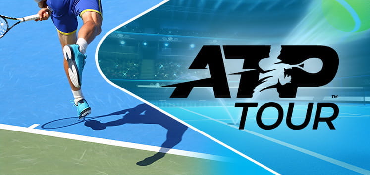 Il logo dell‘ATP Tour e un tennista generico in azione