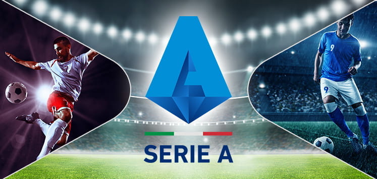 Il logo della Serie A e due giocatori di calcio generici