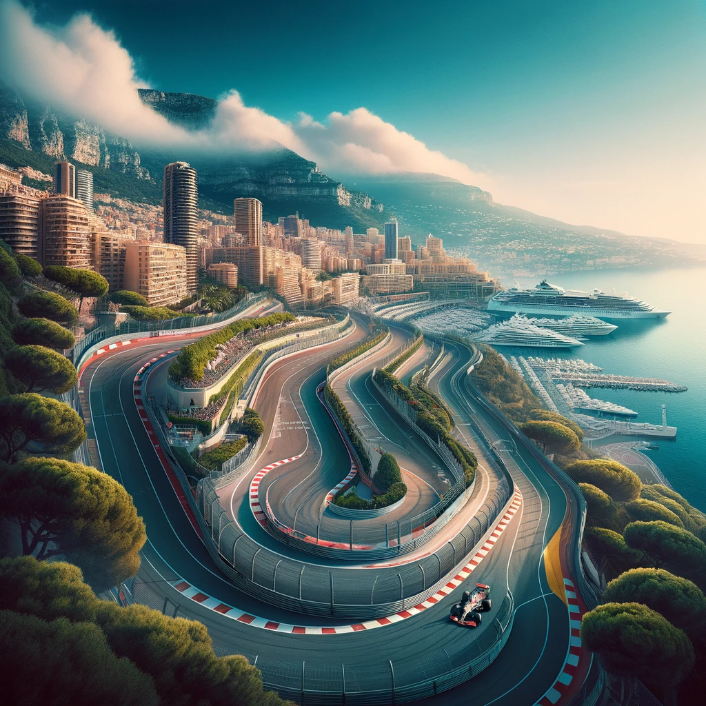 Riproduzione del circuito di Monaco che evidenziano le caratteristiche uniche della pista, ideale per promozioni speciali nelle scommesse Formula 1