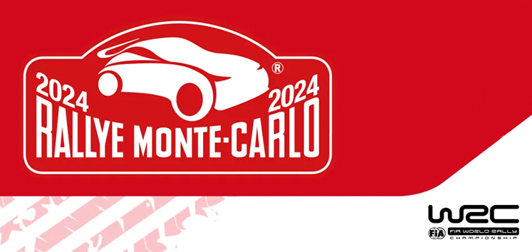 immagine bianca e rossa che rappresenta il logo del rally di monte carlo 2024